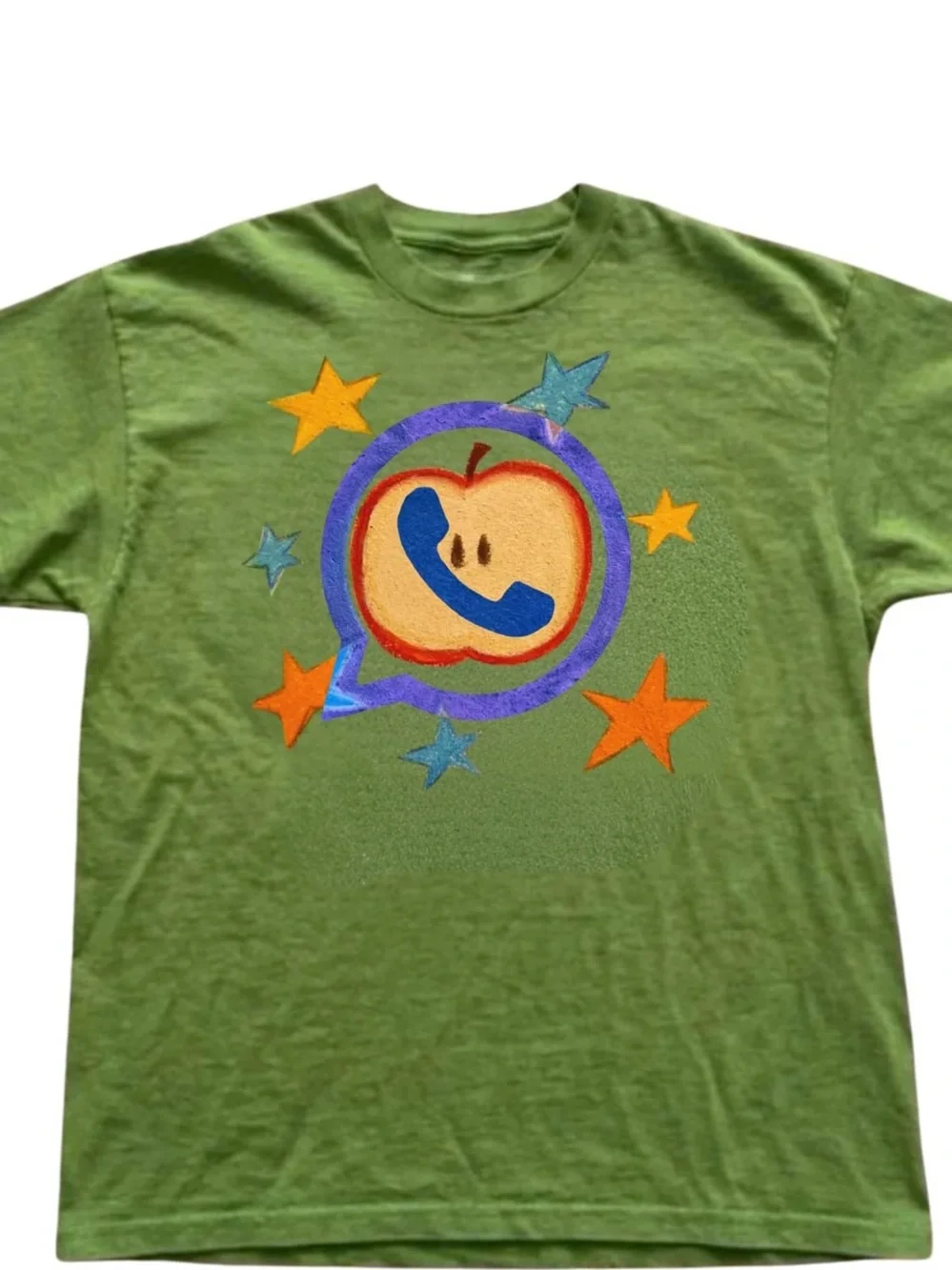 Gildan Green Graphic Tee with Apple Phone Motif